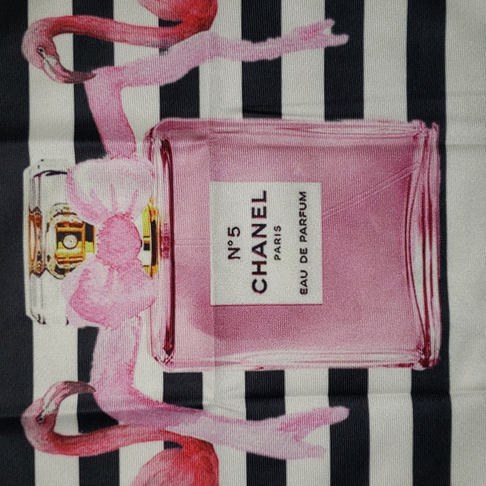 Flamingo Perfume Bottle Pillow Cover. Stripes Bow - Picture 9 of 10